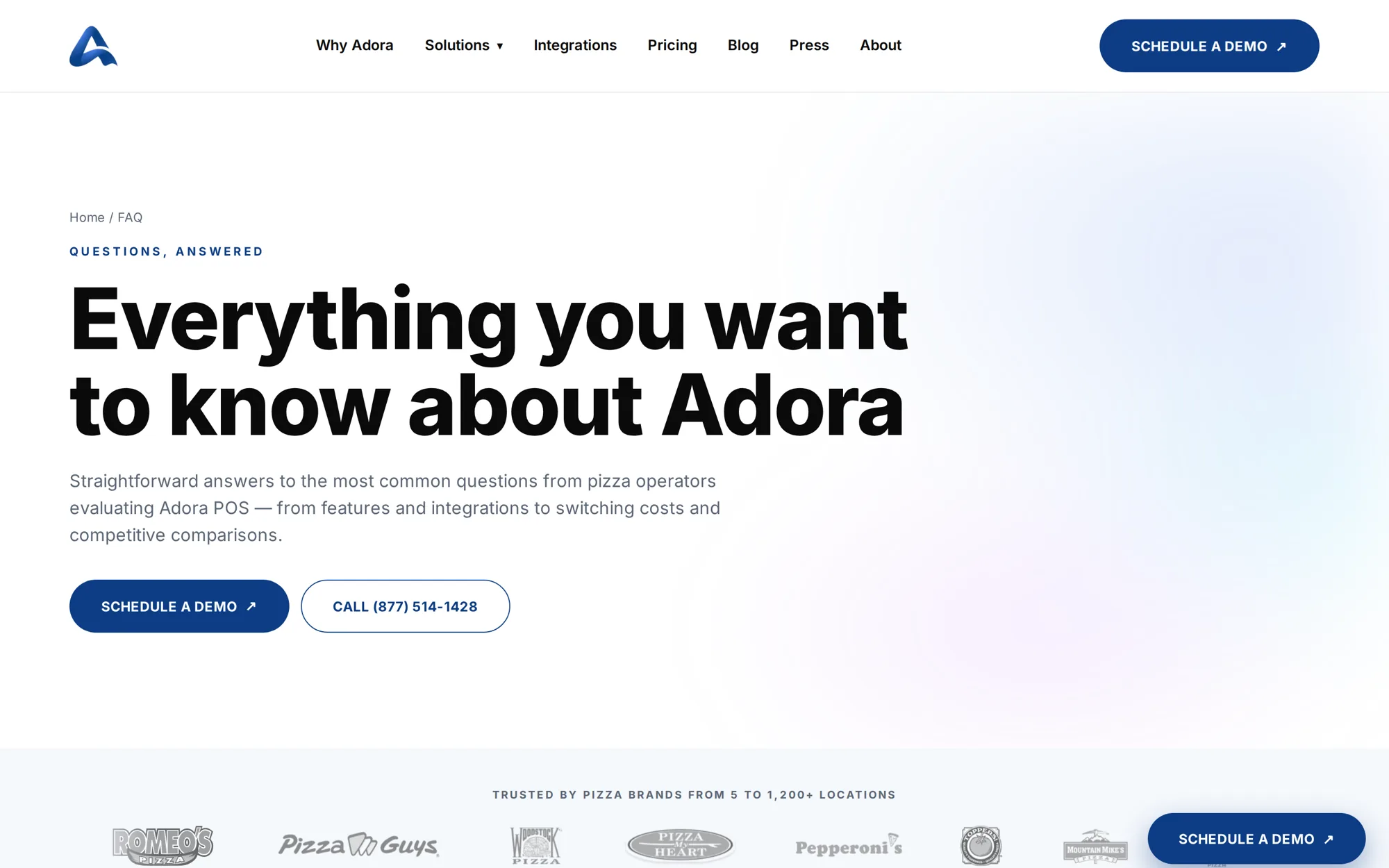 An FAQ page with schema markup built by Cultre
