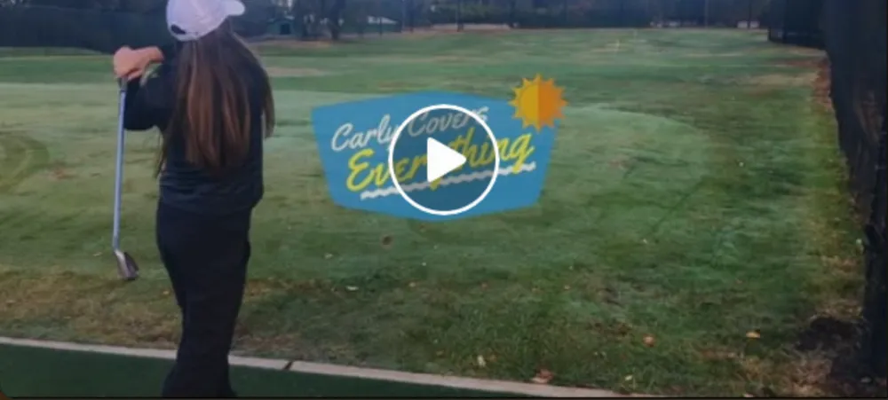 Carly Covers Everything episode: Carly Pickern on a driving range